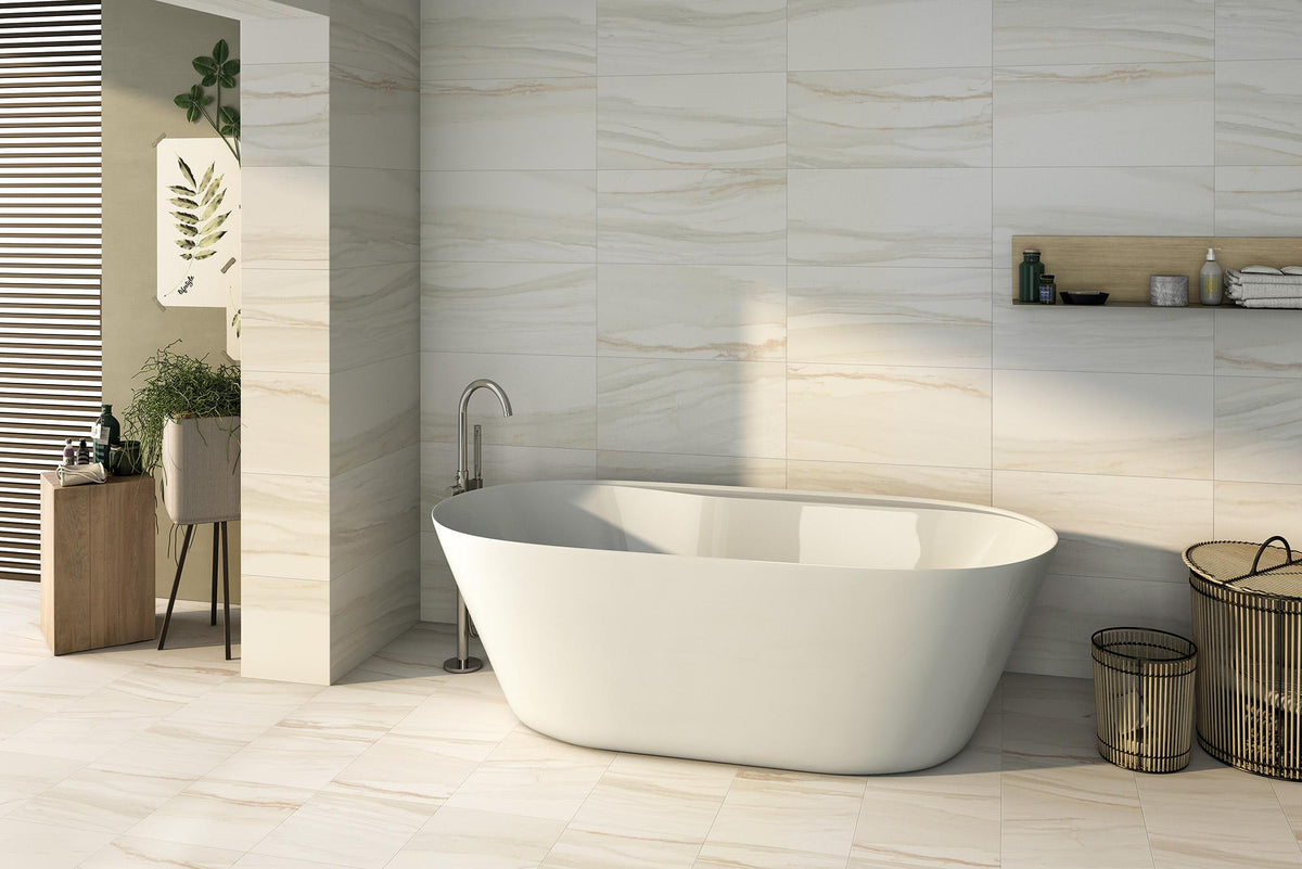 Tesoro - Majestic Series - 13 in. x 26 in. Rectified Matte Porcelain Tile - Gold Room Scene