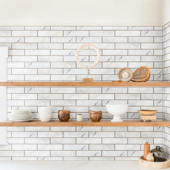 SomerTile - Classico Carrara - 3" x 12" Ceramic Tile - Glossy Wall Install