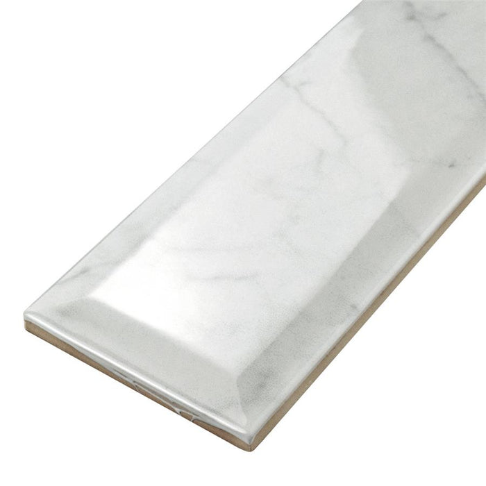 SomerTile - Classico Carrara - 3" x 12" Ceramic Tile - Glossy Metro Close View