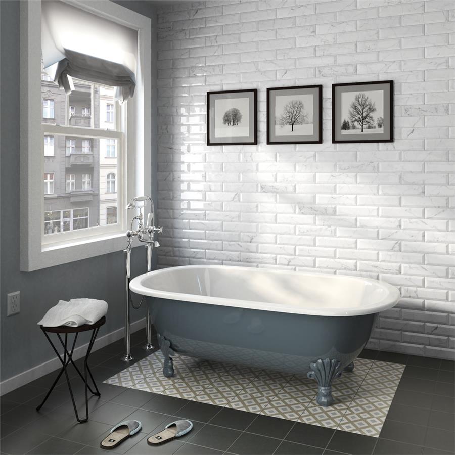 SomerTile - Classico Carrara - 3&quot; x 12&quot; Ceramic Tile - Matte Metro Bathroom Install