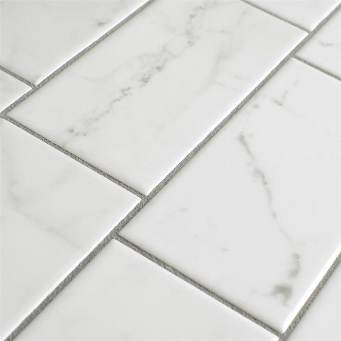 SomerTile - Classico Carrara - 3" x 6" Ceramic Tile - Glossy Close View