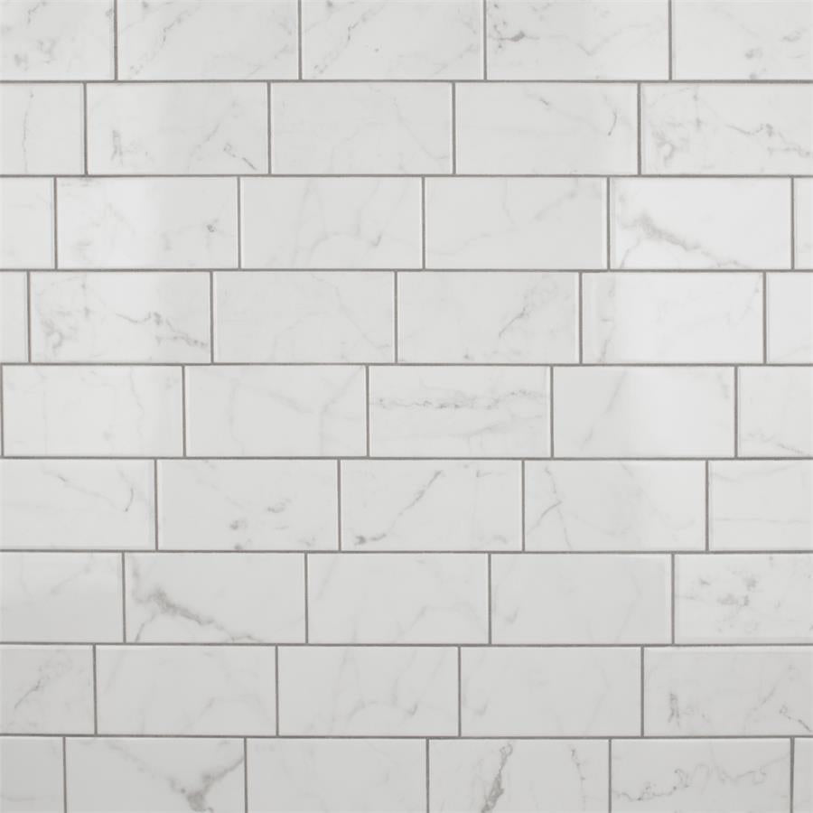 SomerTile - Classico Carrara - 3&quot; x 6&quot; Ceramic Tile - Glossy Staggered Install