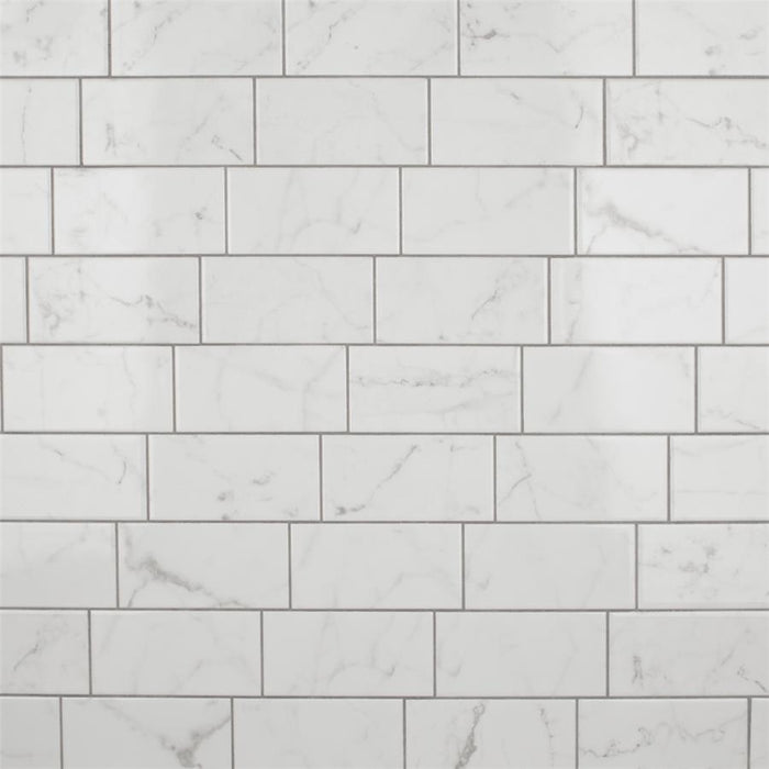 SomerTile - Classico Carrara - 3" x 6" Ceramic Tile - Glossy Staggered Install