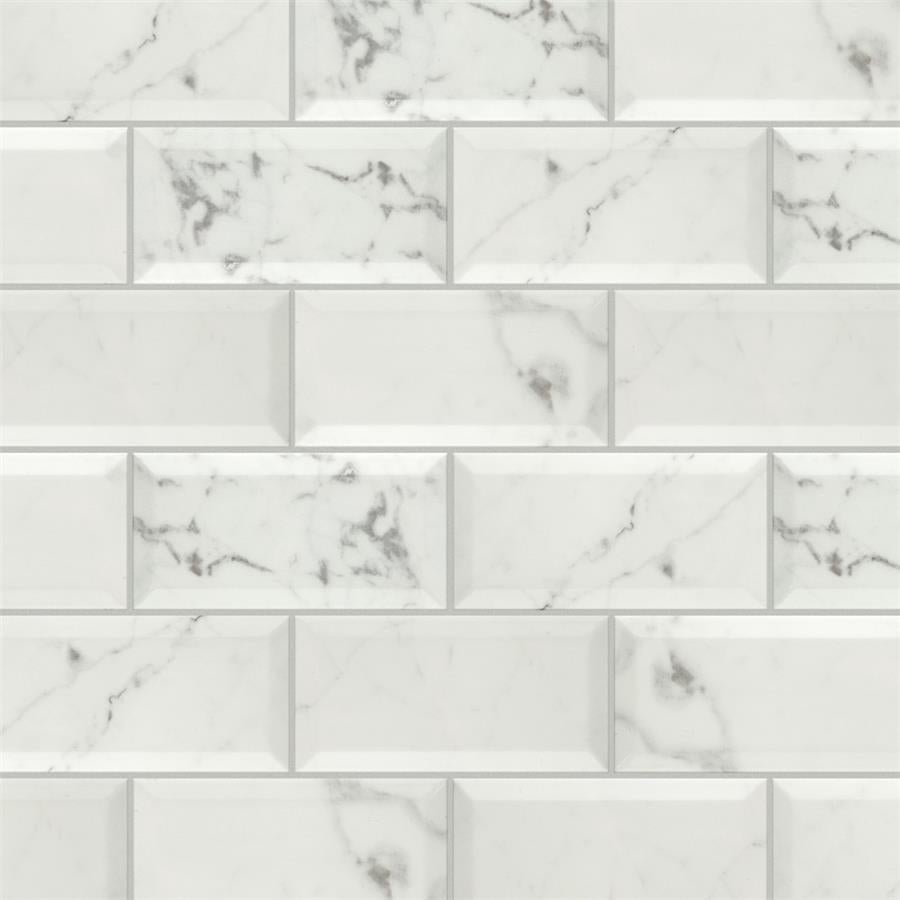SomerTile - Classico Carrara - 3&quot; x 6&quot; Ceramic Tile - Glossy Metro Installed