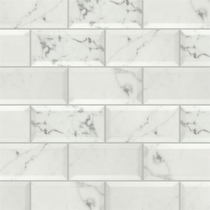 SomerTile - Classico Carrara - 3" x 6" Ceramic Tile - Glossy Metro Installed