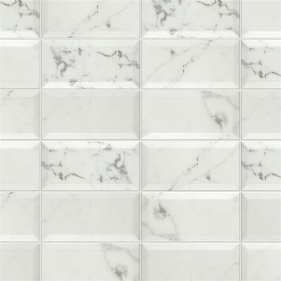 SomerTile - Classico Carrara - 3&quot; x 6&quot; Ceramic Tile - Glossy Metro Instaleld 2