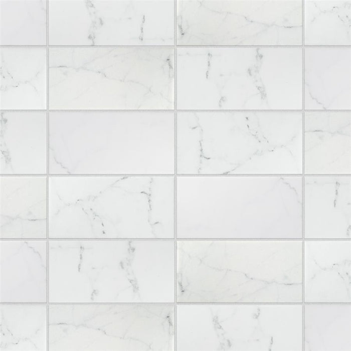 SomerTile - Classico Carrara - 3" x 6" Ceramic Tile - Matte Installed