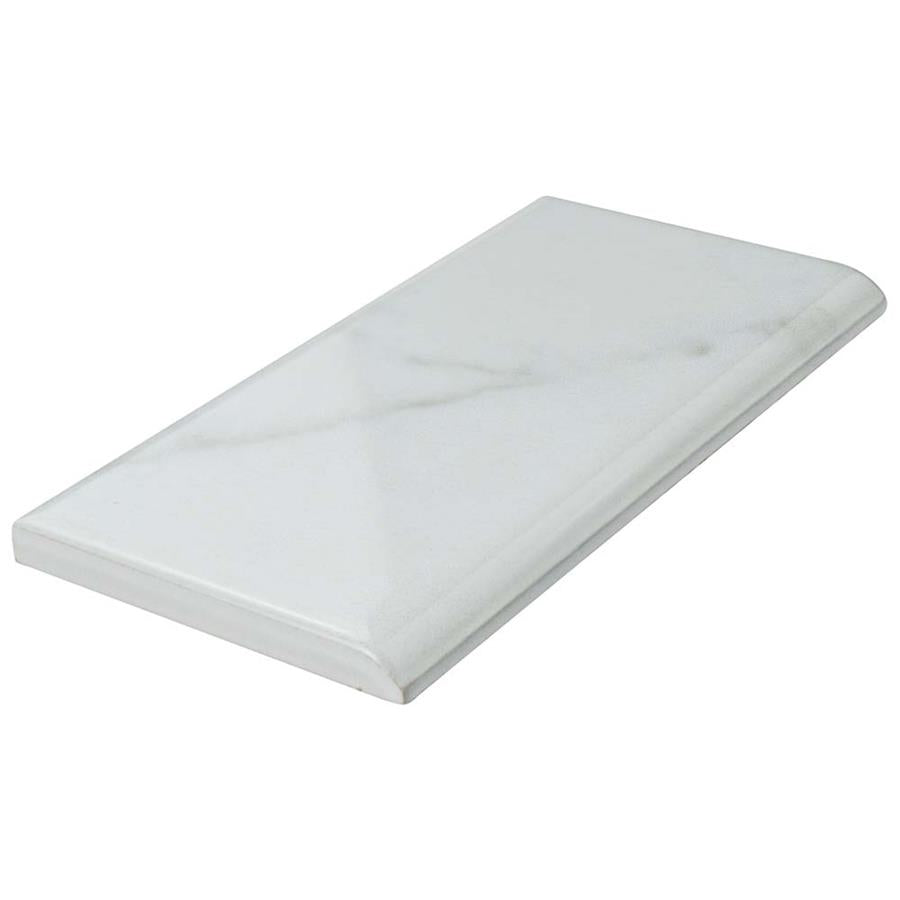 SomerTile - Classico Carrara - 3" x 6" Ceramic Bullnose - Glossy