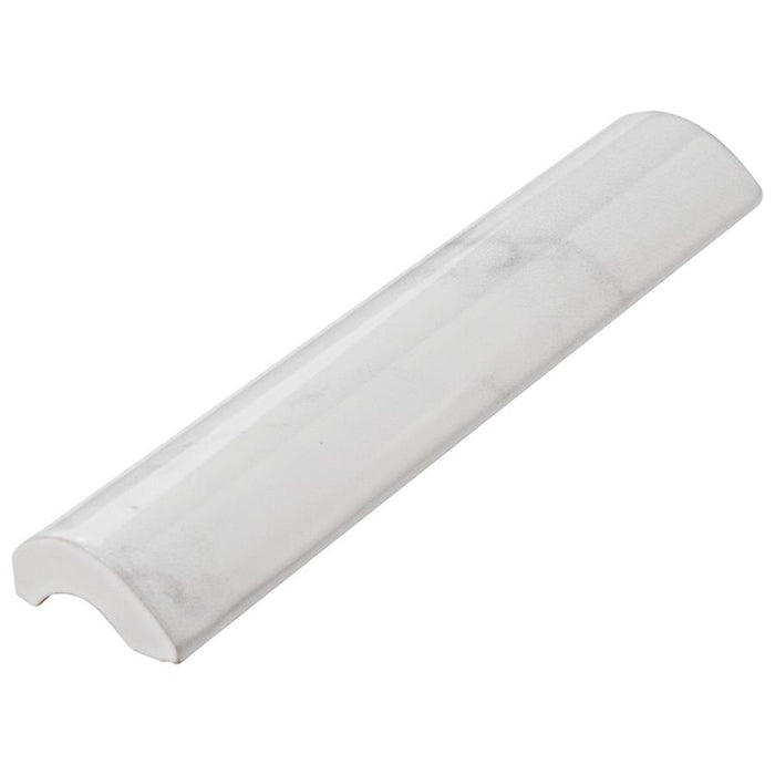 SomerTile - Classico Carrara - 1 1/4" x 6" Ceramic Pencil Bullnose - Glossy Angled View