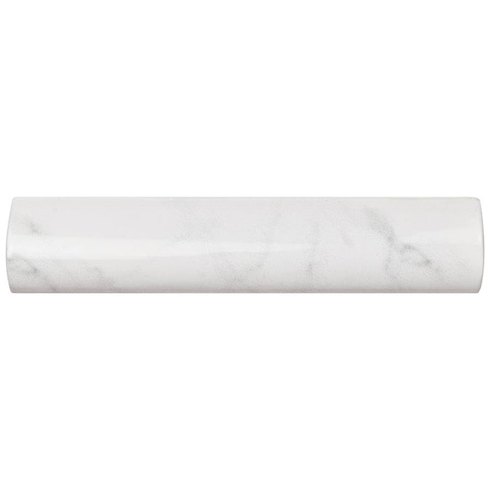 SomerTile - Classico Carrara - 1 1/4" x 6" Ceramic Pencil Bullnose - Glossy