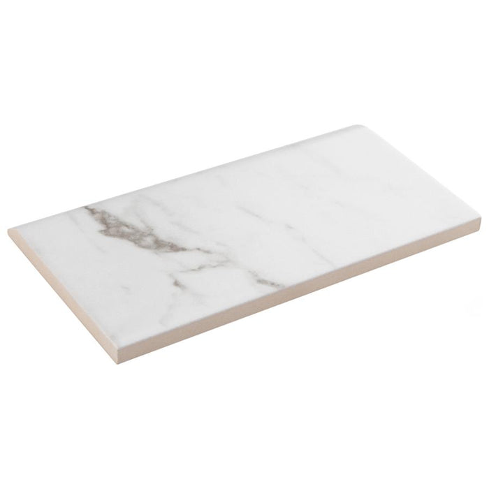 SomerTile - Classico Carrara - 3" x 6" Ceramic Bullnose - Matte