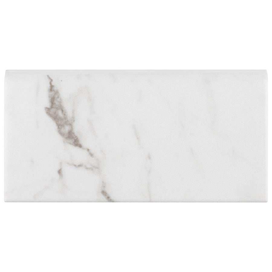 SomerTile - Classico Carrara - 3&quot; x 6&quot; Ceramic Bullnose - Matte