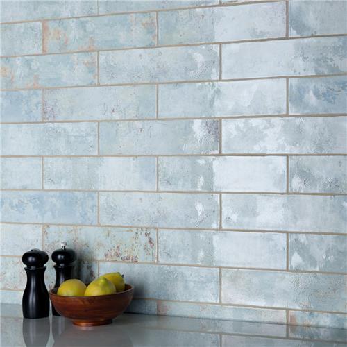 SomerTile - Biarritz 3&quot; x 12&quot; Ceramic Wall Tile - Blue Wall Install