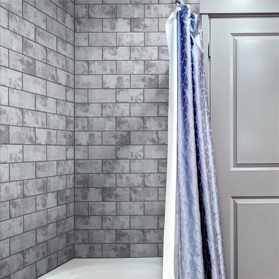 SomerTile - Biarritz 3&quot; x 6&quot; Ceramic Wall Tile - Grey Shower Install