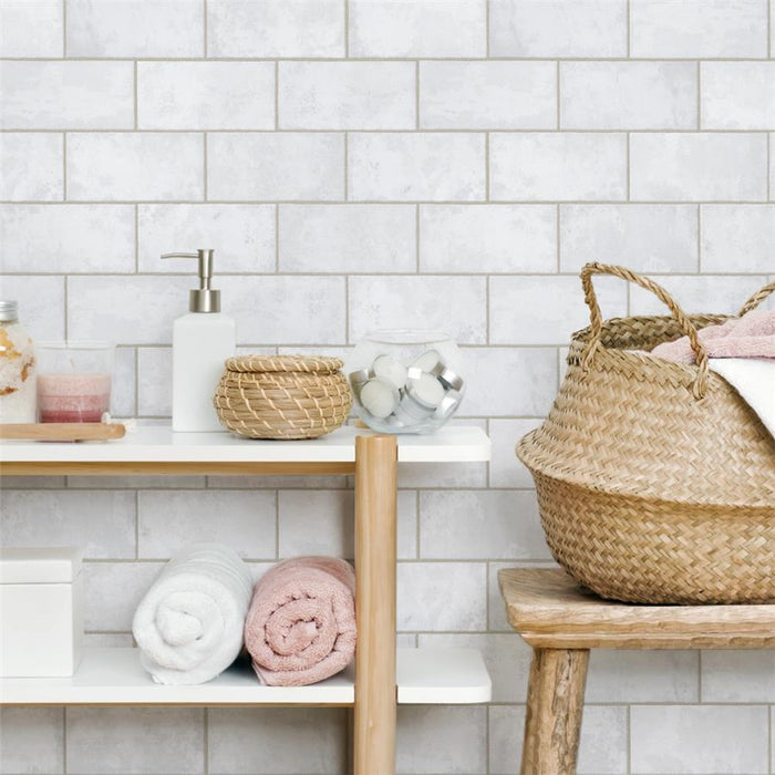 SomerTile - Biarritz 3" x 6" Ceramic Wall Tile - White Installed