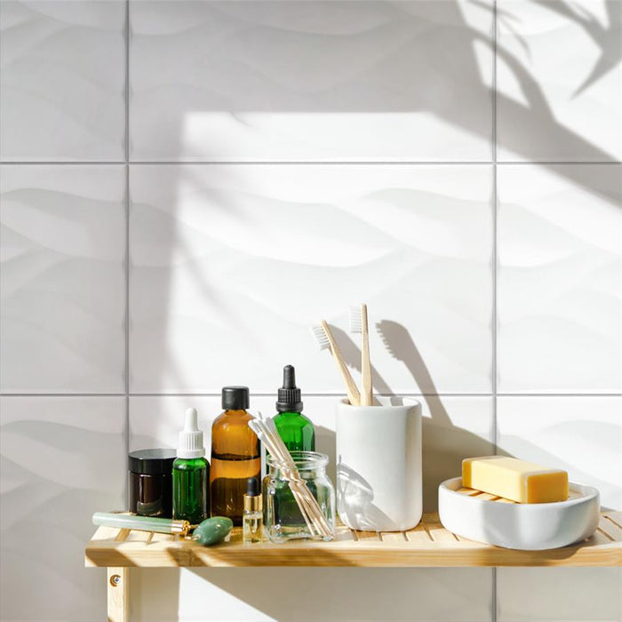 SomerTile - More Natur Wall Tile - Glossy White Wall Install