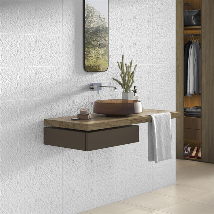 SomerTile - More Petal Wall Tile - Matte White Installed
