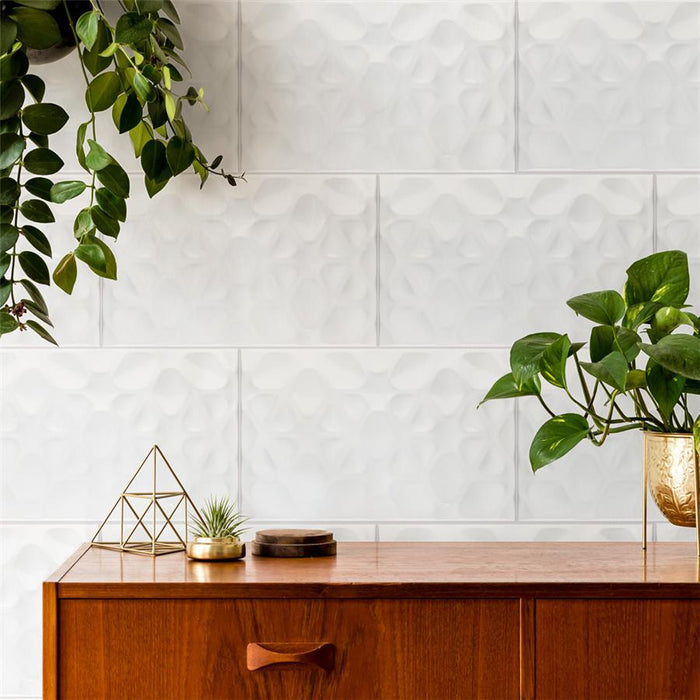 SomerTile - More Pure Wall Tile - Glossy White Wall Install