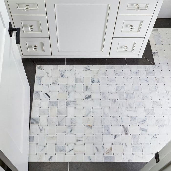 Arizona Tile - Basketweave Series - Marble Mosaic - Bianco floor installation