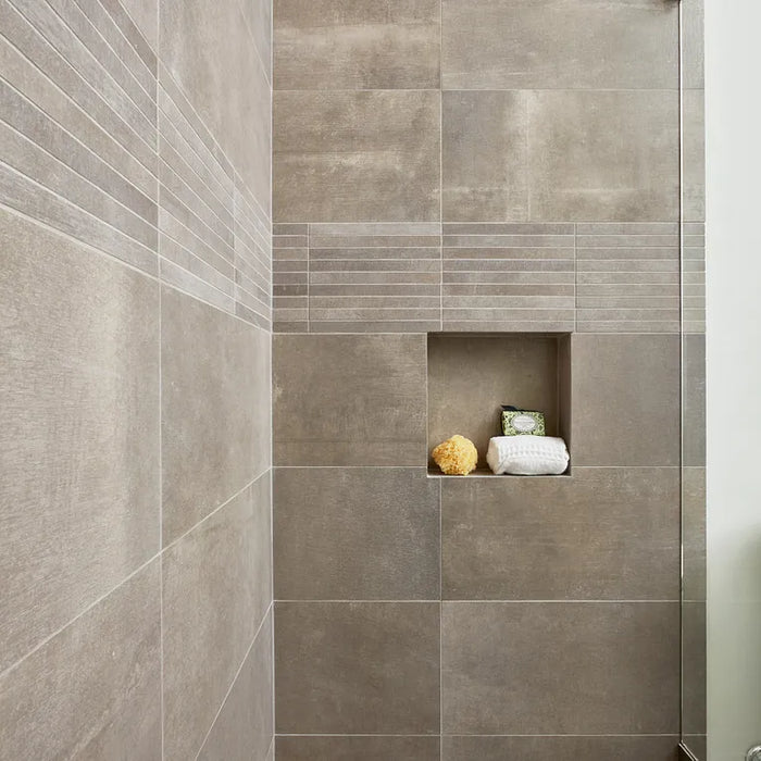 Arizona Tile - Reside USA Series - 12" x 24" Rectified Porcelain Tile - Brown wall installation