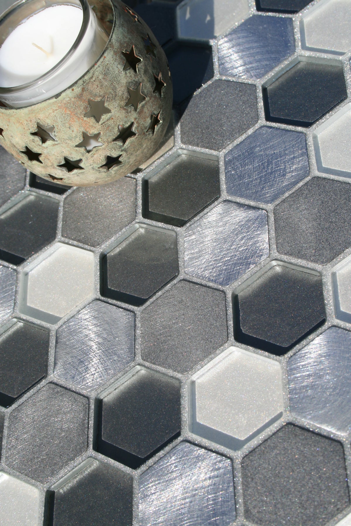 Maniscalco - Victoria Metals Series - Metal and Glass Mosaic - Mini Hexy - Mt. Sterling Blend