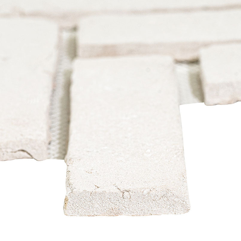 MSI - Brickstaks - 2.25 in. x 7.5 in. - Clay Brick Herringbone Tile - Alpine White Close View