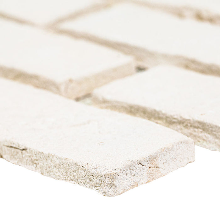 MSI - Brickstaks - 2.25 in. x 7.5 in. Clay Brick Mosaic Tile - Alpine White Close View