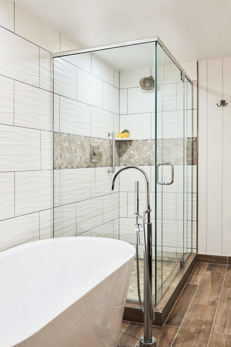 Arizona Tile - 3D Series - 12" x 22" Ceramic Tile - White Ribbon wall installation