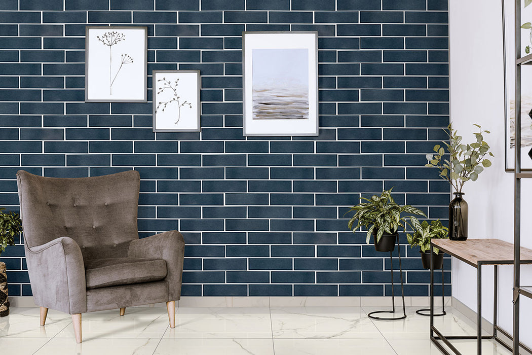 MSI - Highland Park - 4 in. x 12 in. Bay Blue Subway Tile Room Scene