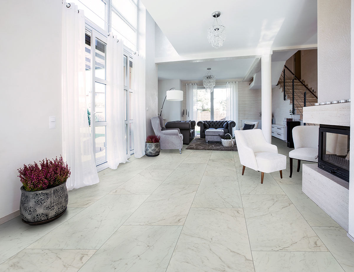 MSI - Kaya 12 in. x 24 in. Porcelain Tile - Carrara Bianco Room Scene