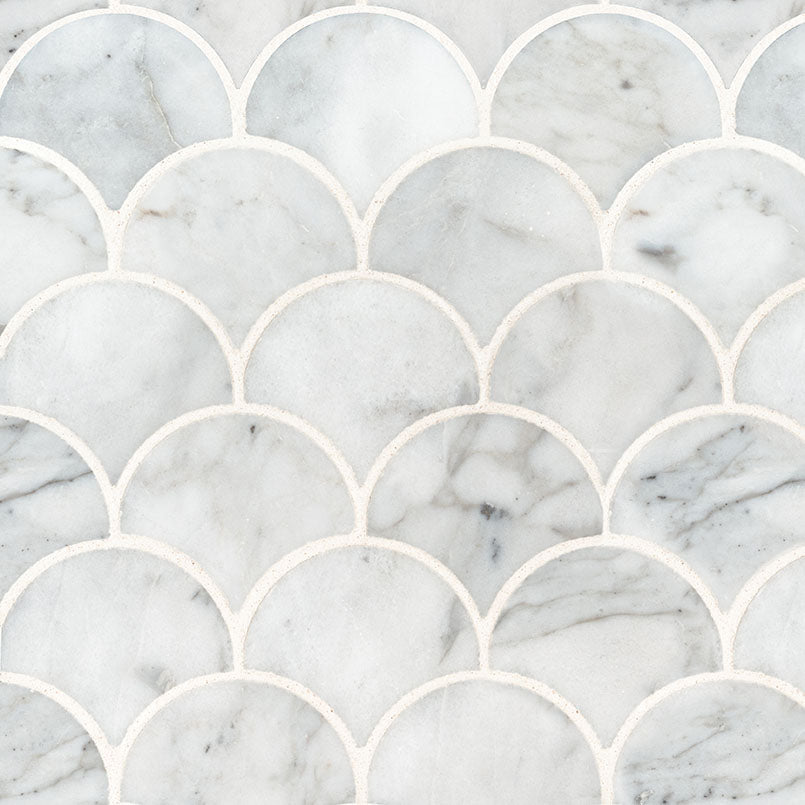 MSI - Calacatta Blanco Scallop Marble Tile - Polished