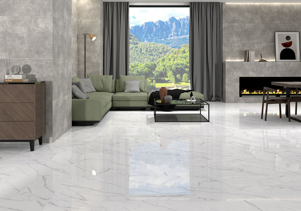 MSI - Kaya 24 in. x 48 in. Porcelain Tile - Calacatta Venato Polished Installed