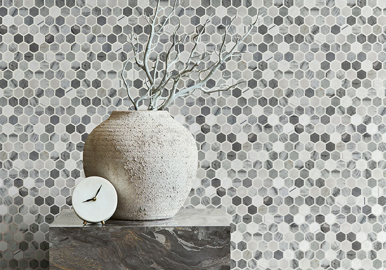 Bellagio - Aragon Hills Collection Glass Hex Mosaic - Ventura Heights