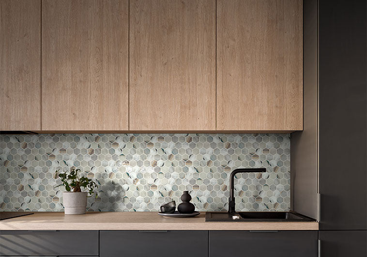 Bellagio - New Belfont Collection Glass Hex Mosaic - Merida Allure