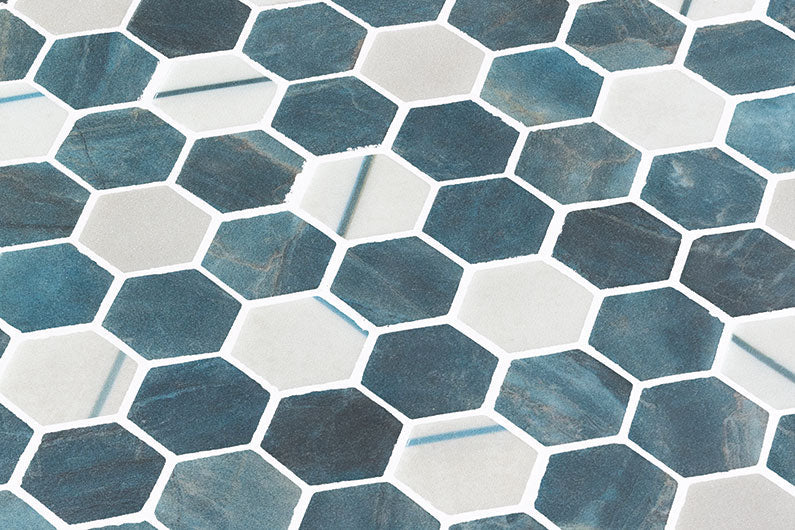 Bellagio - Aragon Hills Collection Glass Hex Mosaic - Qassle Blu