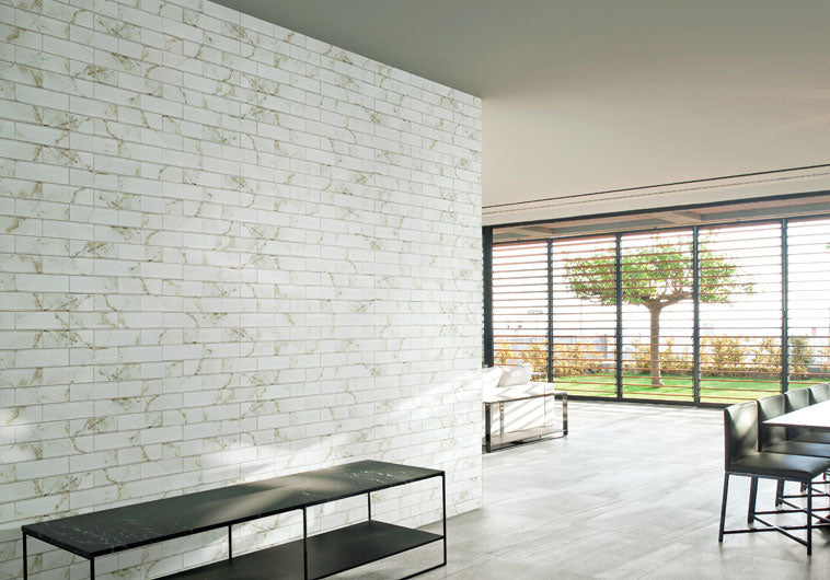 Michelangelo Collection - 2" x 6" Glass Brick Mosaic - Basilica Lorenzo Installed