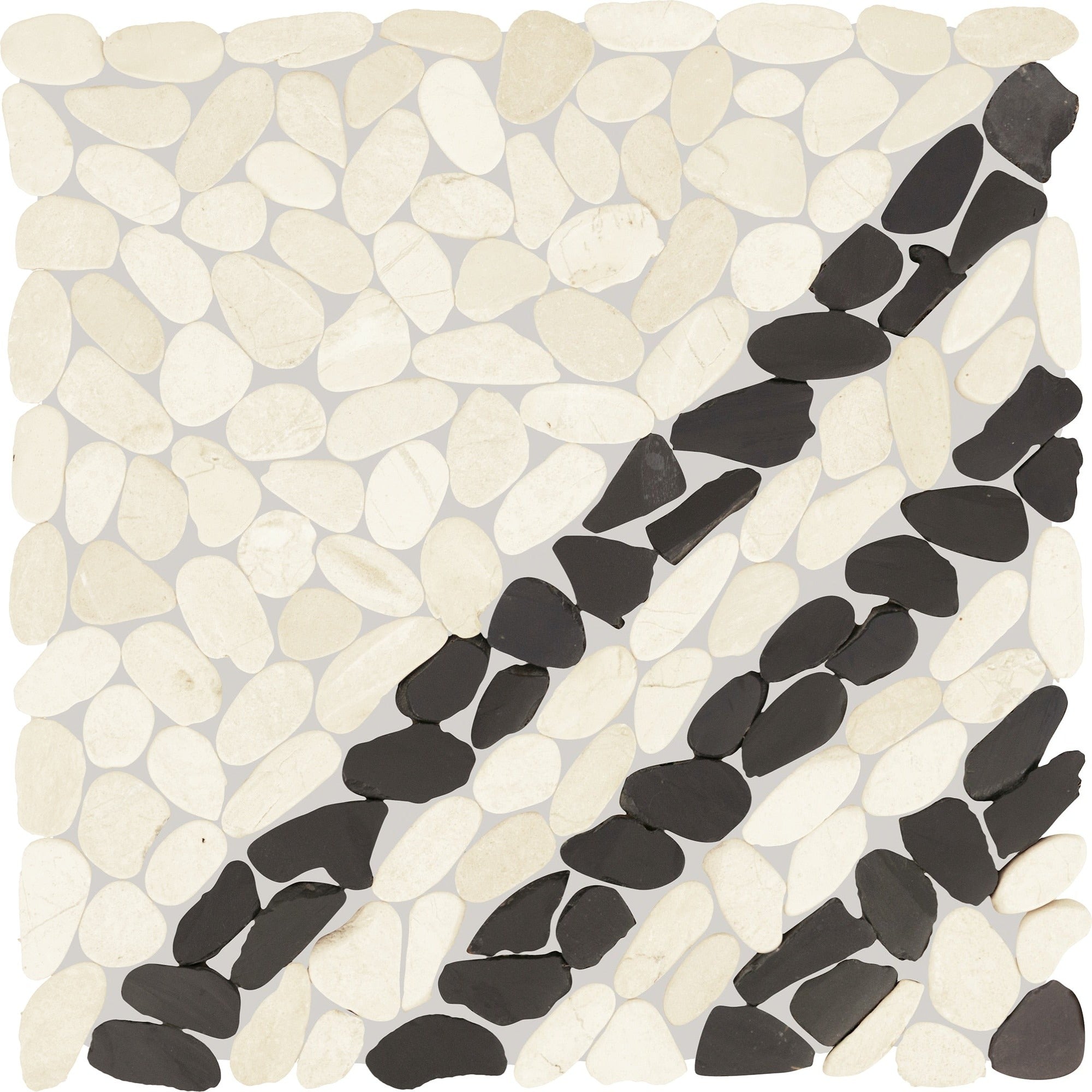 Daltile - Pebble Oasis Natural Stone Mosaic - Striped Pebble - Icicle