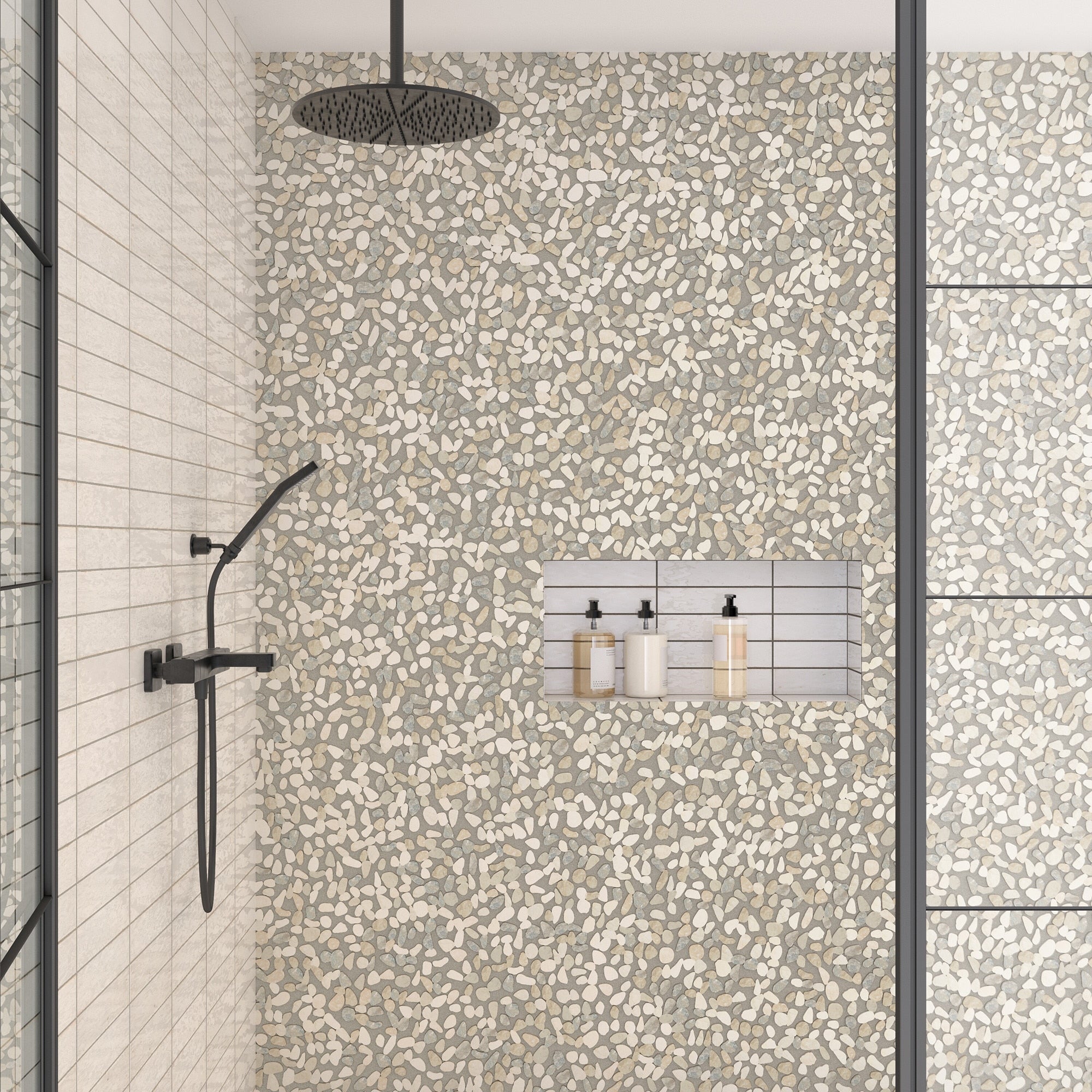 Daltile - Pebble Oasis Natural Stone Mosaic - Flat Pebble - Seashell