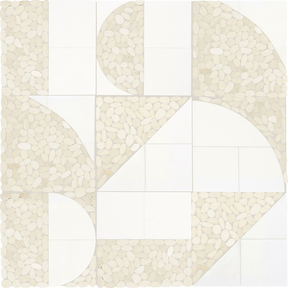 Daltile - Pebble Oasis Natural Stone Mosaic - Art Deco - Icicle