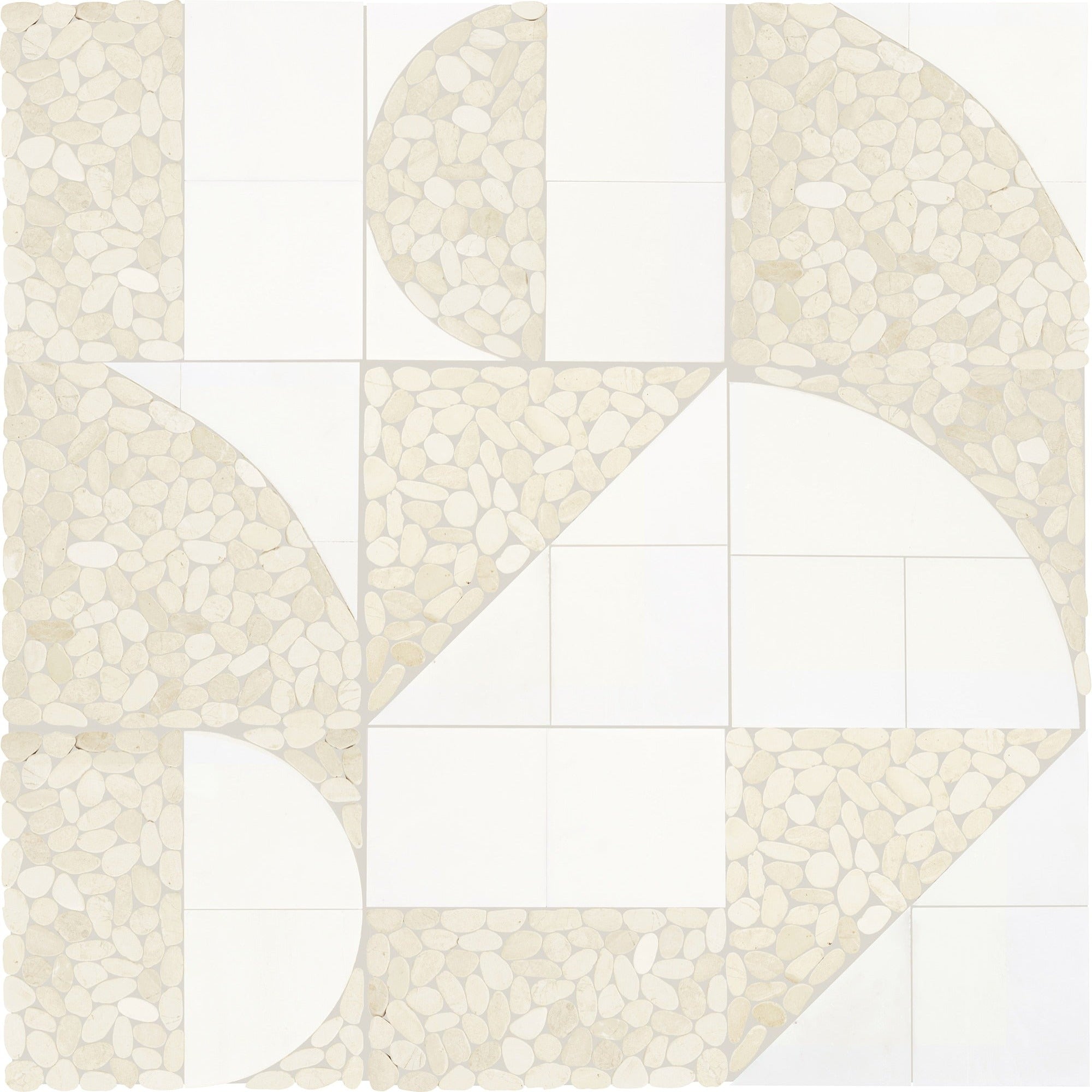 Daltile - Pebble Oasis Natural Stone Mosaic - Art Deco - Icicle