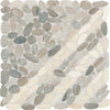 See Daltile - Pebble Oasis Natural Stone Mosaic - Striped Pebble - Coal