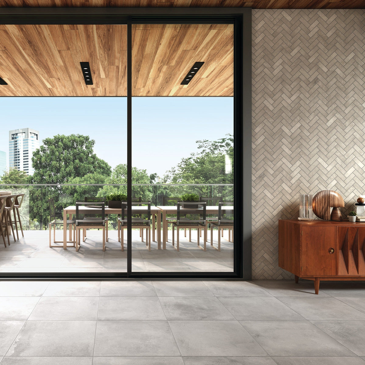 Daltile - Rekindle 2 in. x 6 in. Colorbody Porcelain Mosaic - Medium Grey wall installation