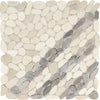 See Daltile - Pebble Oasis Natural Stone Mosaic - Striped Pebble - Seashell