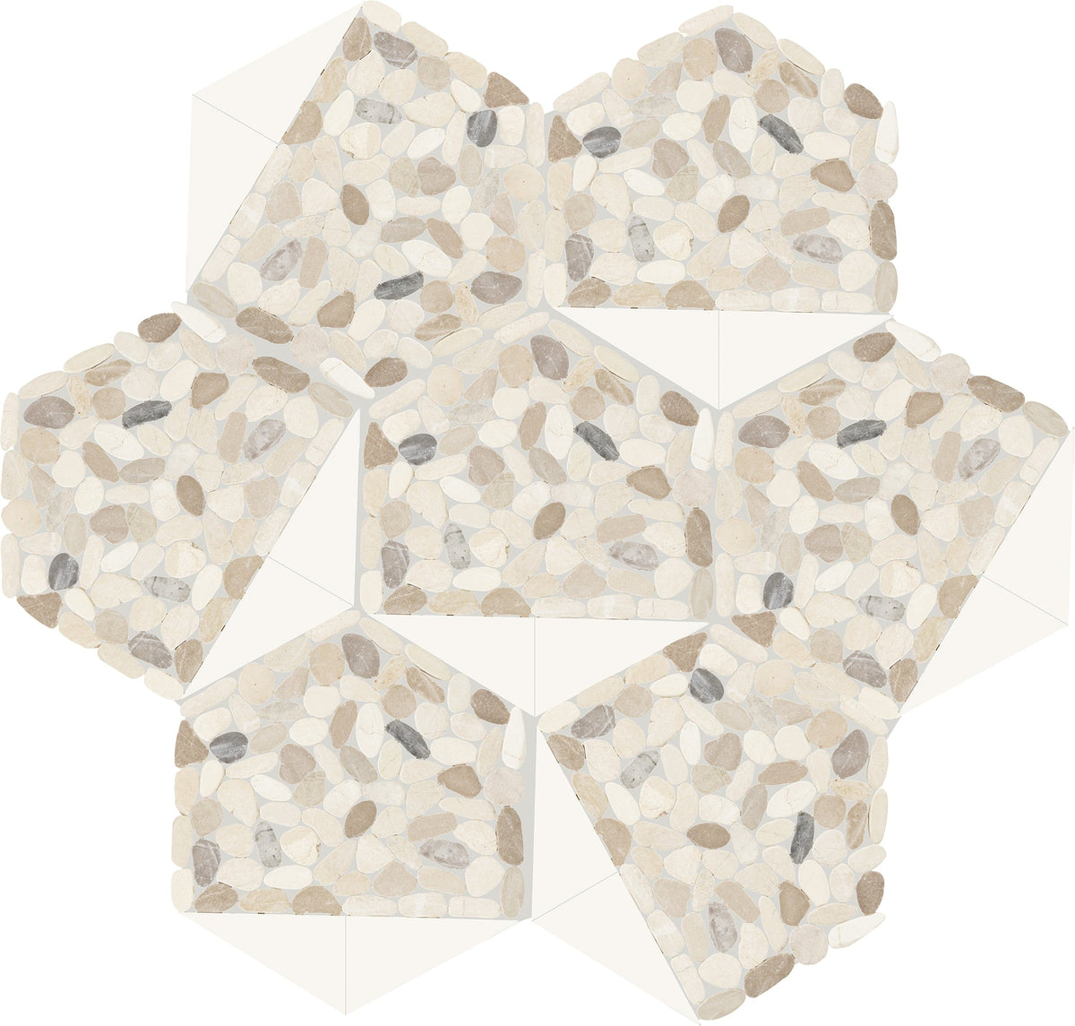 Daltile - Pebble Oasis Natural Stone Mosaic - Tri-Hex - Seashell