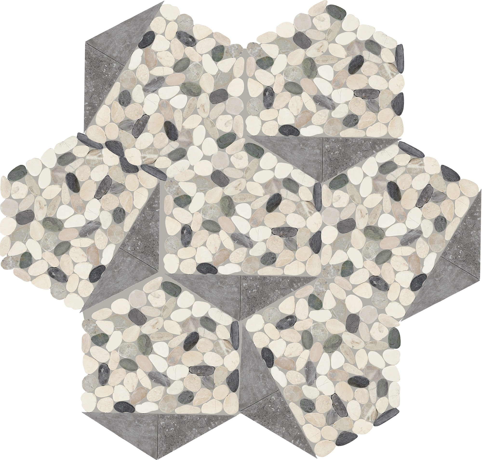 Daltile - Pebble Oasis Natural Stone Mosaic - Tri-Hex - Harbor