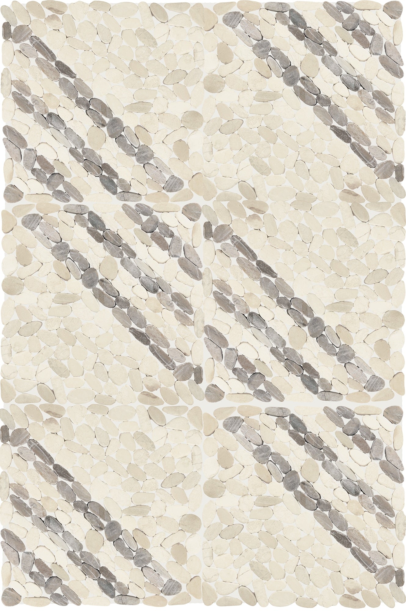 Daltile - Pebble Oasis Natural Stone Mosaic - Striped Pebble - Seashell