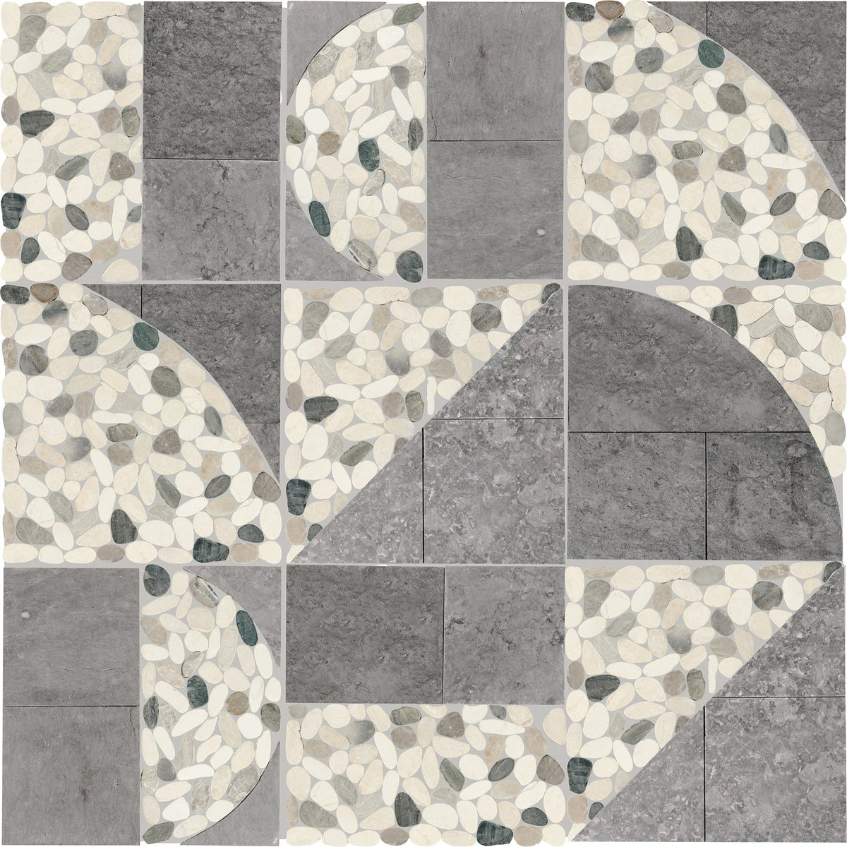 Daltile - Pebble Oasis Natural Stone Mosaic - Art Deco - Coal