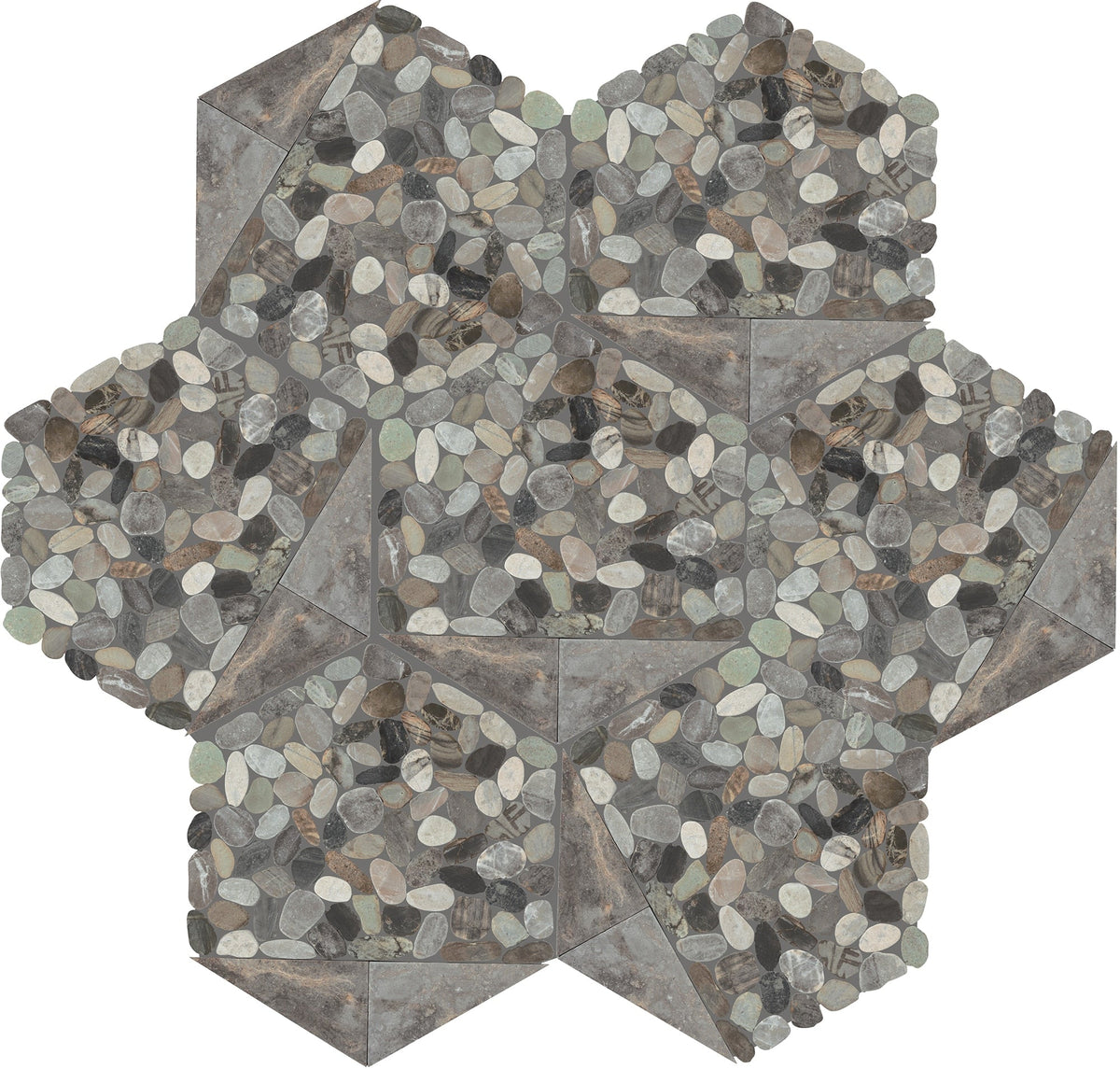 Daltile - Pebble Oasis Natural Stone Mosaic - Tri-Hex - Coastal