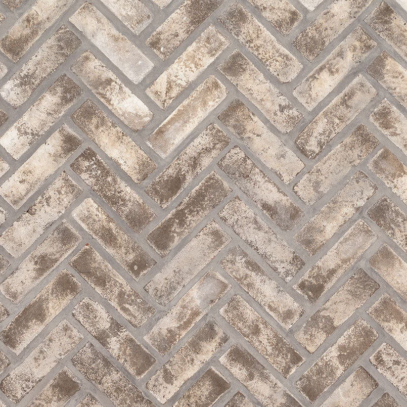 MSI - Brickstaks - 2.25 in. x 7.5 in. - Clay Brick Herringbone Tile - Doverton Gray