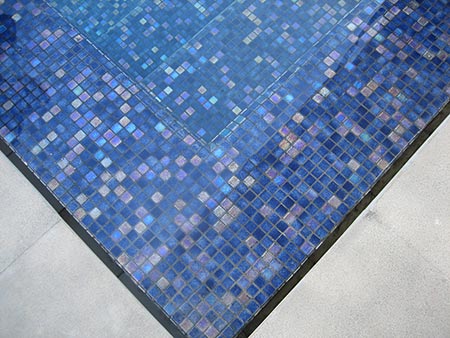 Maniscalco - Reflections Series - 1&quot; x 1&quot; Glass Squares Mosaic - Cobalt floor installation